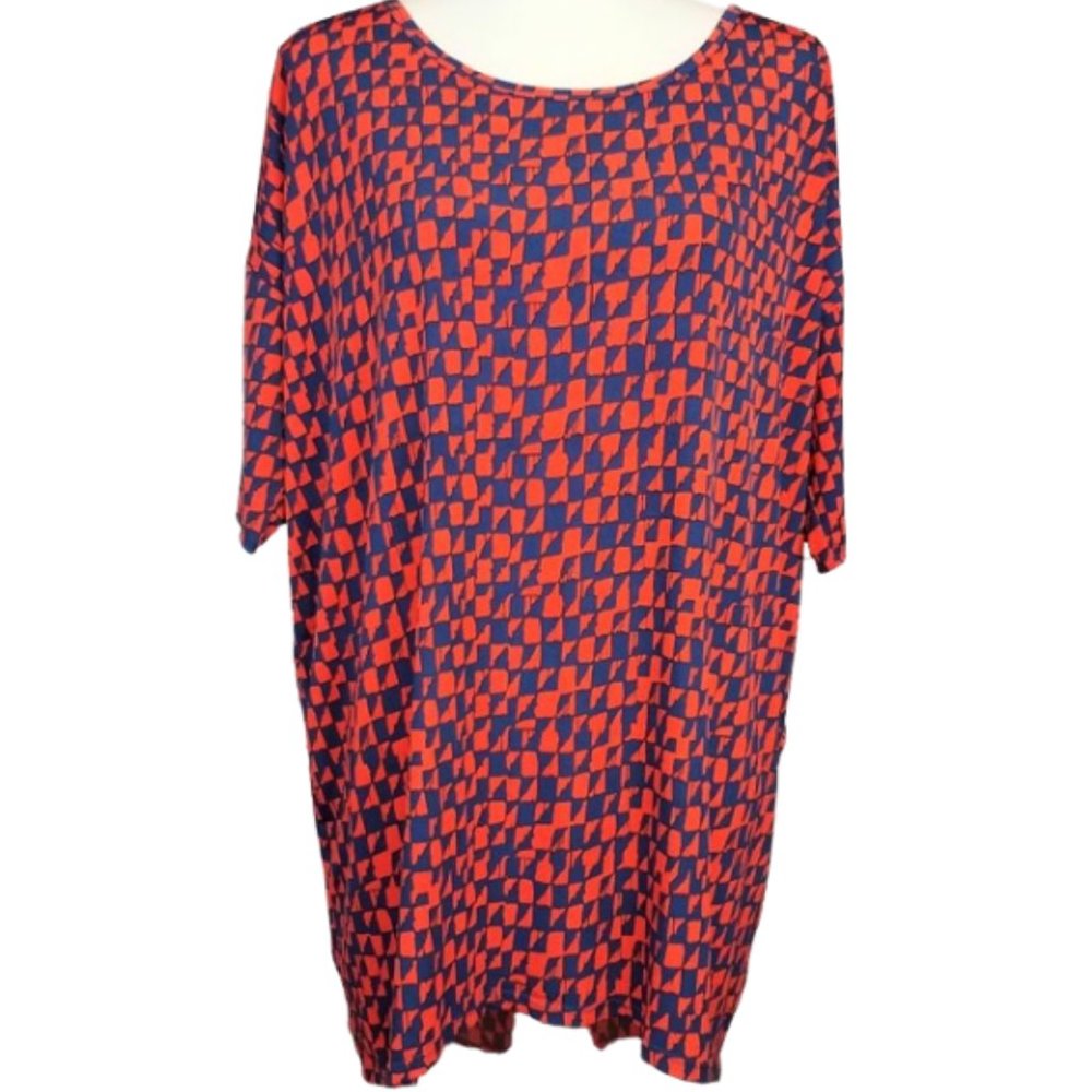 LULAROE Orange & Blue Irma Tunic Shirt - Women's M